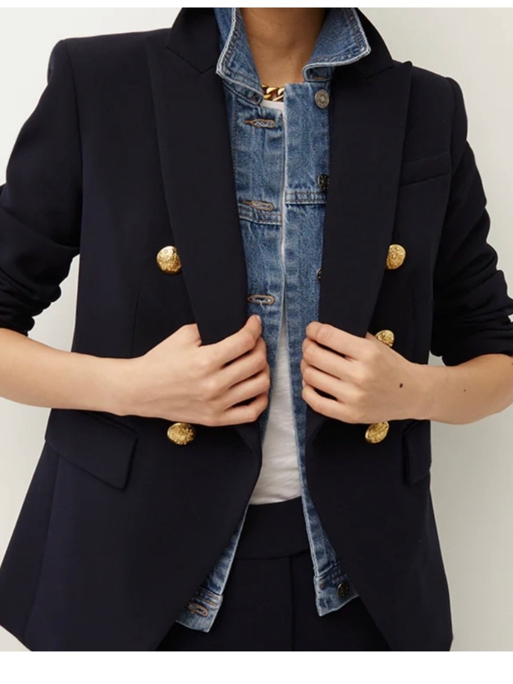 $795 Veronica Beard Miller Dickey Jacket Blazer Navy gold Double Breasted Sz 10